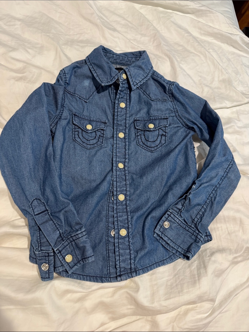 True Religion Kid’s Denim Button-Down Shirt - Blue